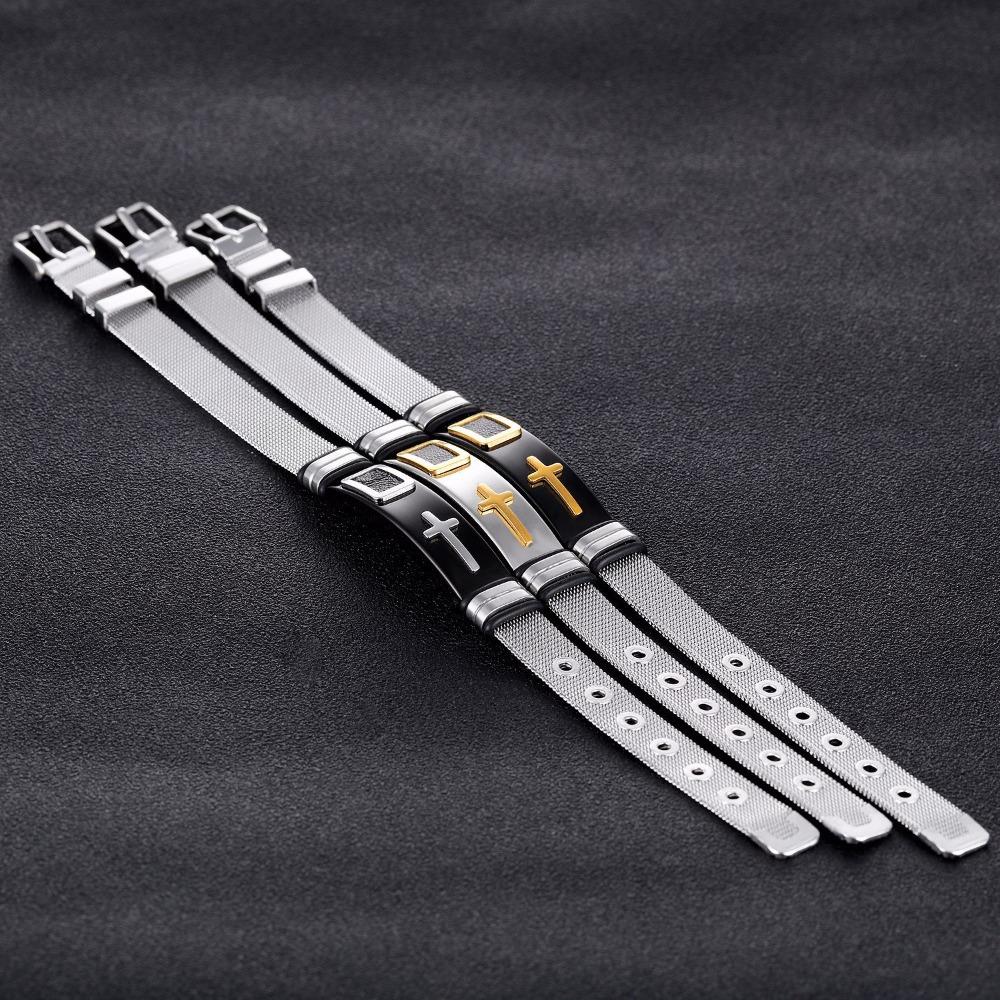 Adjustable Cross Bangles Stainless Steel Fashion Bracelet Modern Design Men's Jewelry  Friends