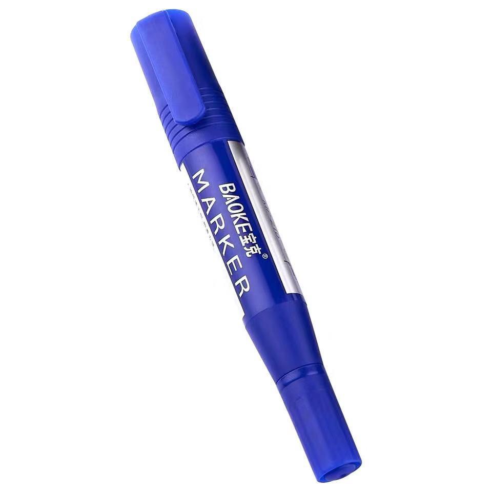 Bao Ke Waterproof Double-Ended Black Marker - Fade-Resistant, Oil-Based Large Tip for Logistics and Express Box Marking