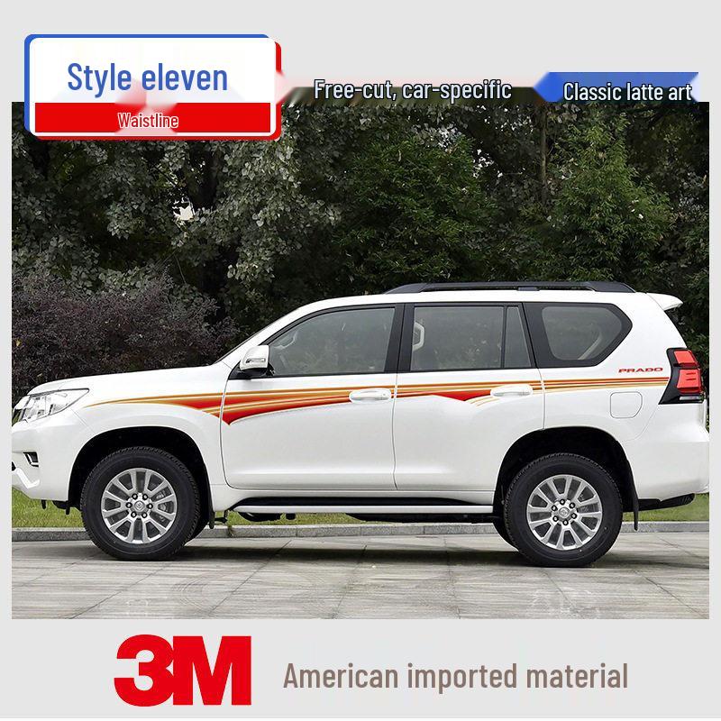 Toyota Prado 10-22 Models Car Body Color Stripe Decal Waistline Sticker.