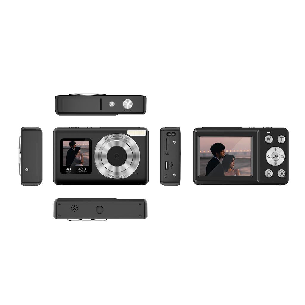 Portable 4K Digital Camera for Kids Dual Screen Digital Video Camera 48MP Auto Focus18X Zoom Built in Flash Battery