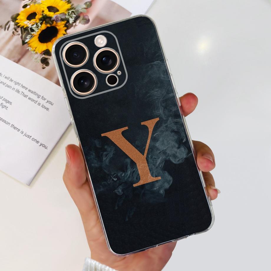 For iPhone 16 Pro Max 16 Plus Bumper Case Clear Soft TPU Coque Cover For iPhone16 16+ Initials Letter Pattern Silicone Funda