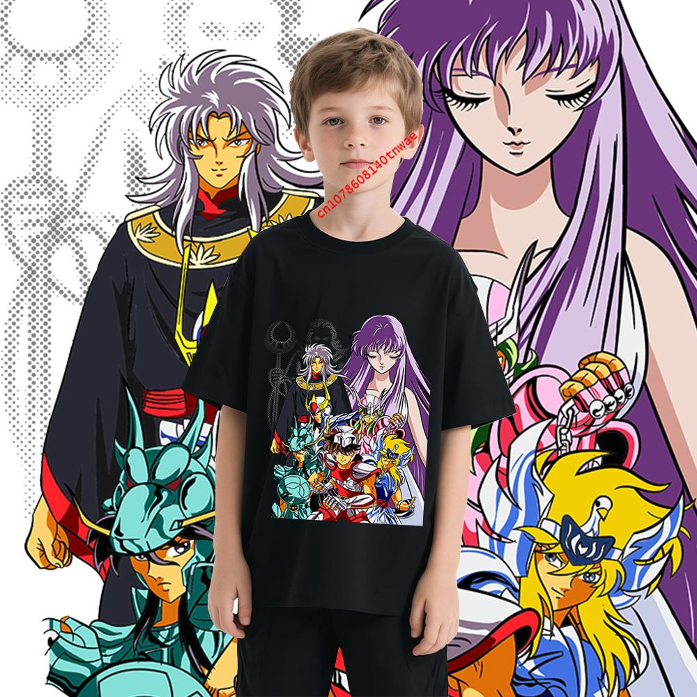 Saint Seiya Anime Dětské Tričko Bavlna Unisex Kluci Dívky Krátký Rukáv Tričko Kreslený Potisk Měkké Pohodlné Dětské Oblečení