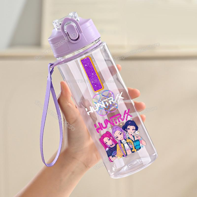 900ml KPop Łowcy Demonów List Butelka na Wodę Rumi Mira Zoey Dziewczęca Szkolna Kubek na Napoje Duża Pojemność Dziecięca Sportowa Outdoorowa Butelka ze Słomką