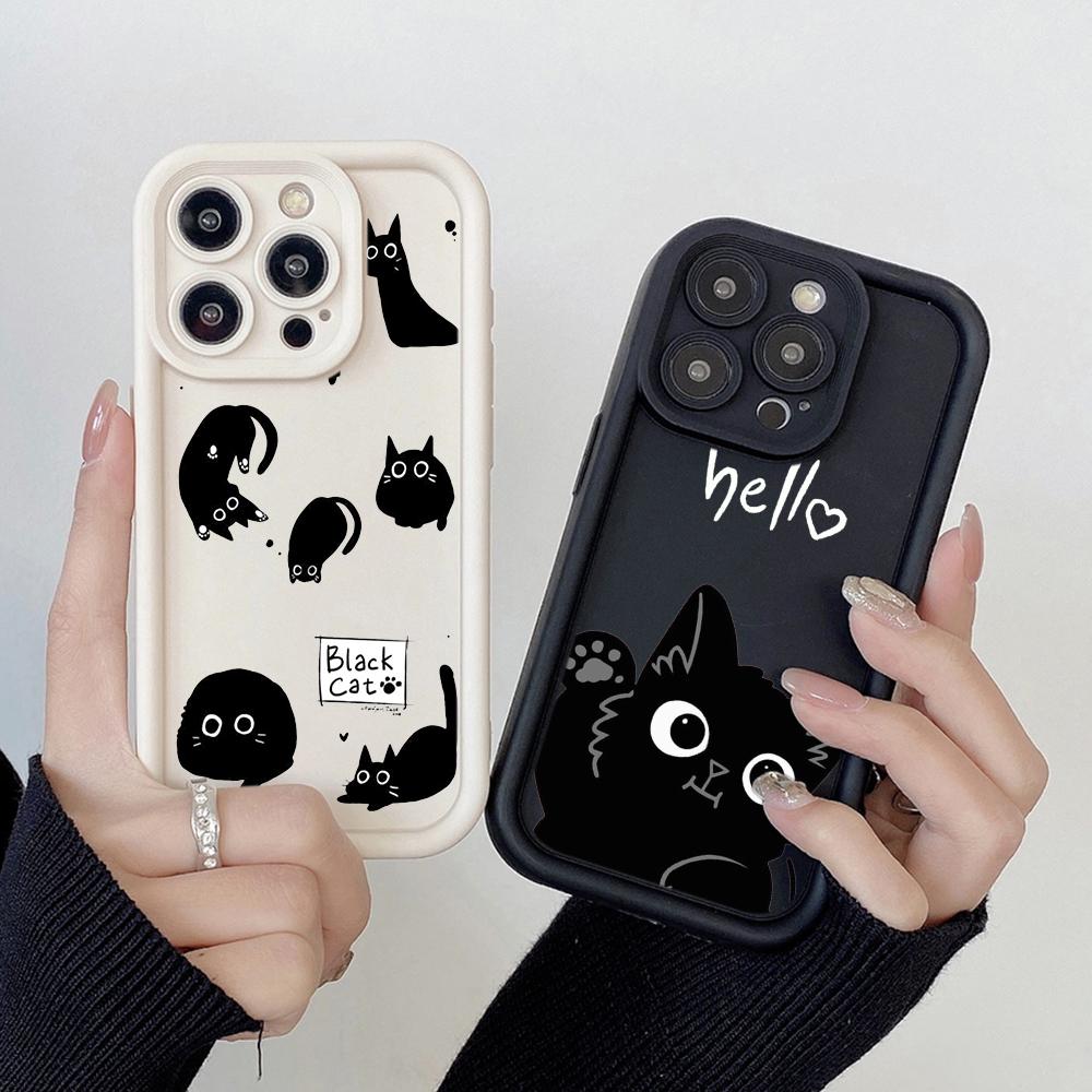 LZ11 Cat Cute Art Design Silicone Phone Case for Infinix Smart 9 Hot 40i Tecno Camon 20 Pro Moto G22 G30 OnePlus Google Pixel 9 Shockproof Back Cover