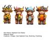 Hand Painted Highland Cattle 4 Pcs Seasonal Cow Figurines Spring Summer Fall Winter Rustic Shelf Accent Seasons Scottish Statue Resin Table