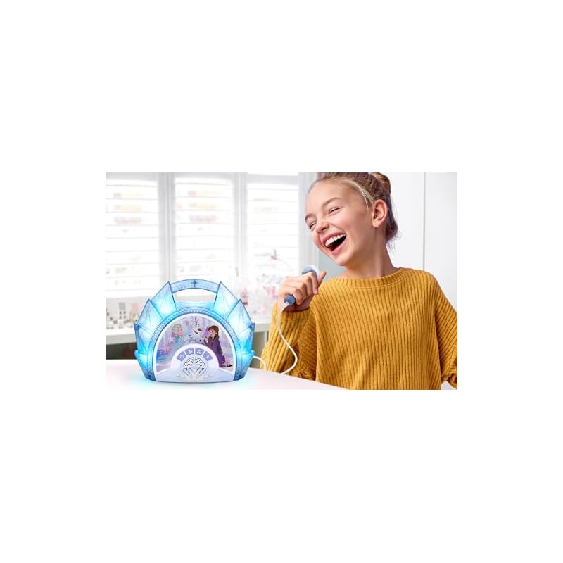 eKids (E-Kids) Girls' Portable Large Stereo Speaker with Microphone, featuring songs from the movie "Frozen". A toy karaoke machine with flashlight,