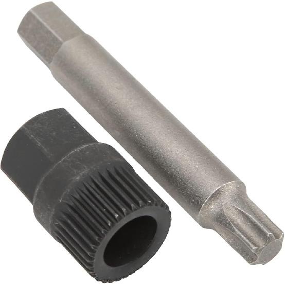 Alternator Decoupler Pulley Tool, Alternator Pulley Wrench 33 Teeth Spline Socket T50 Drill Bit Puller Remover Tool