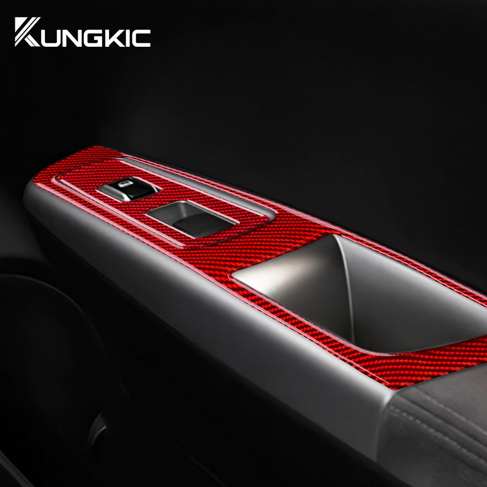 Real Soft Carbon Fiber Car Sticker For Subaru Impreza 2009 2010 2011 LHD RHD Door Window Switch Button Cover Panel Accessories