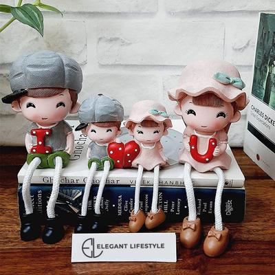 Gift Set Decorative Polyresin Hanging Legs | Family Showpiece Dolls Miniature Figurine Living Room Home Decor Gift Item (4 Pcs Set)