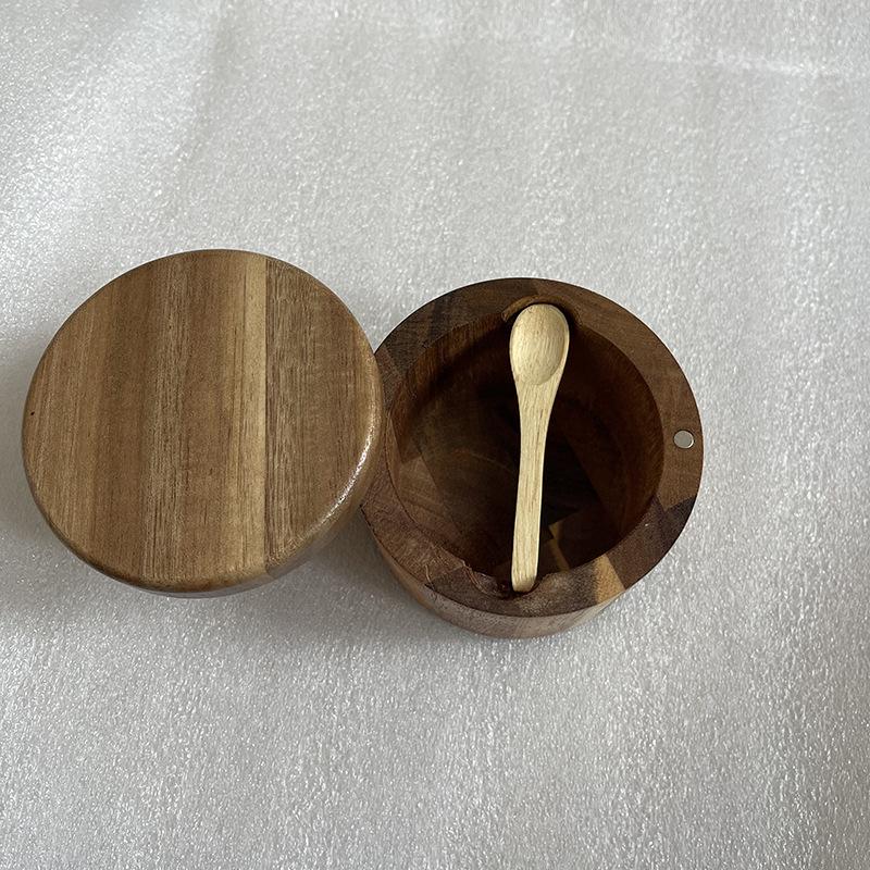 Bamboo Dual-Compartment Rotating Seasoning Jar with Lid