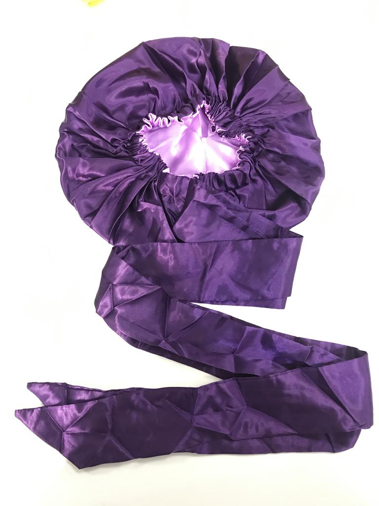 Double Layer Satin Bonnet Hair Wraps Long Band Custom Designer Bonnets Adjustable Elastic Bonnet