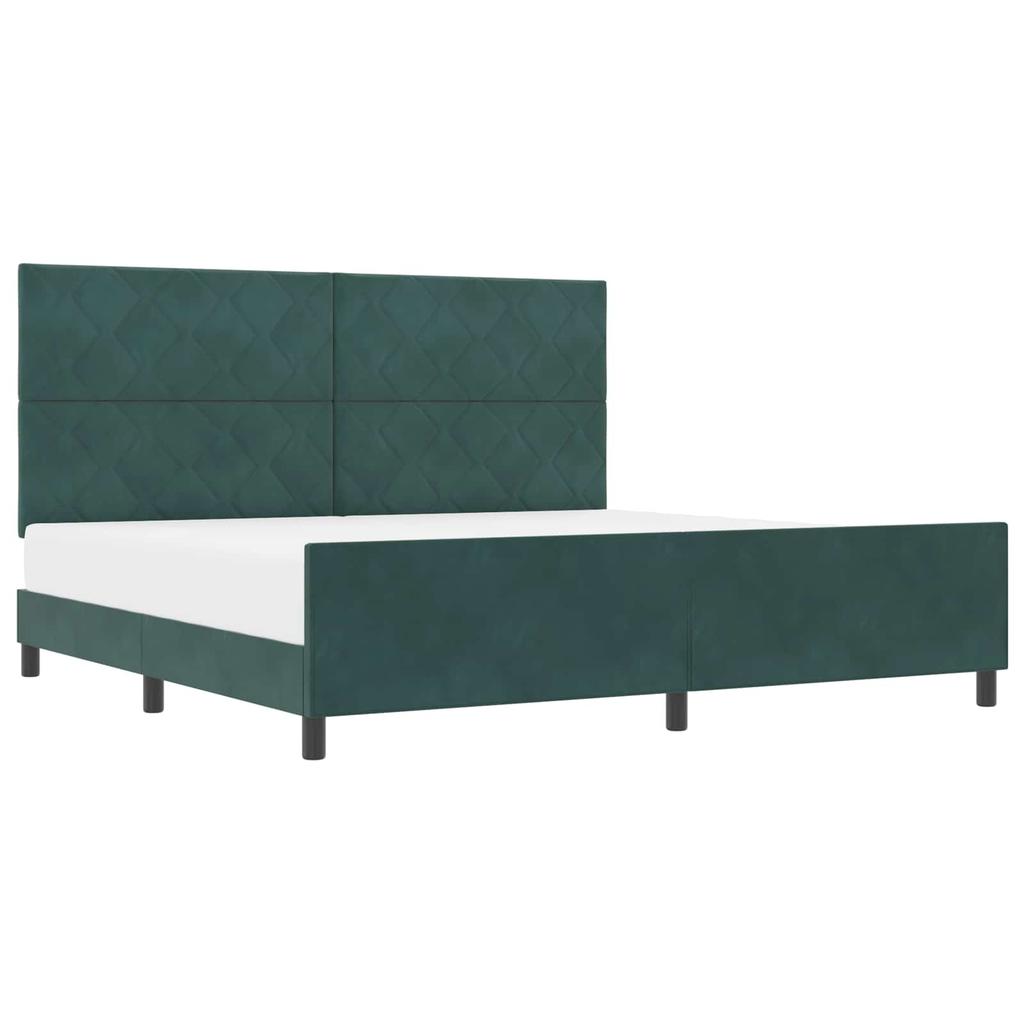 Box Spring Bed with Headboard Dark Green 200 x 200 cm Velvet