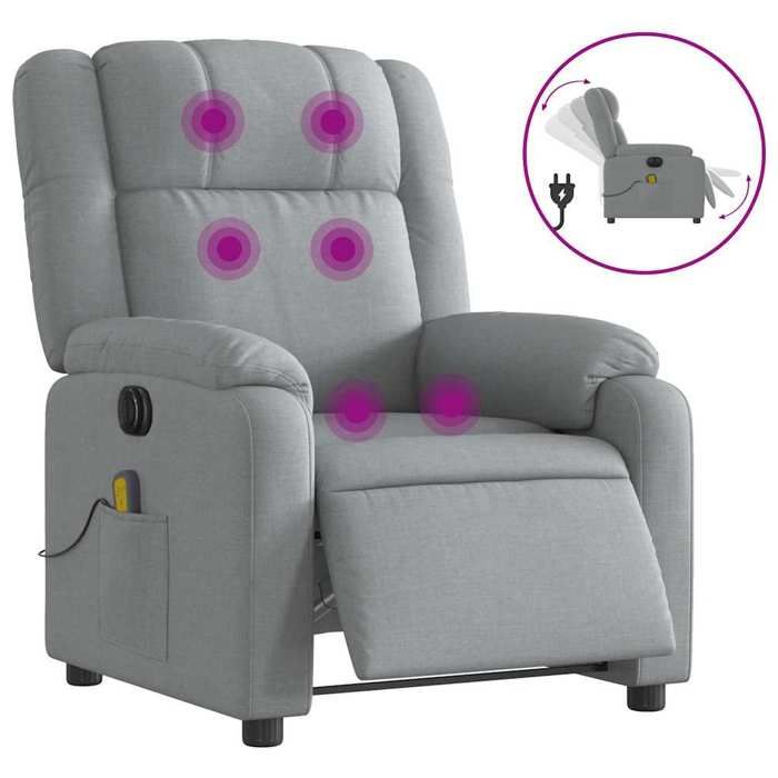 VidaXL Electric Reclining Massage Chair Light Grey Fabric 3205190