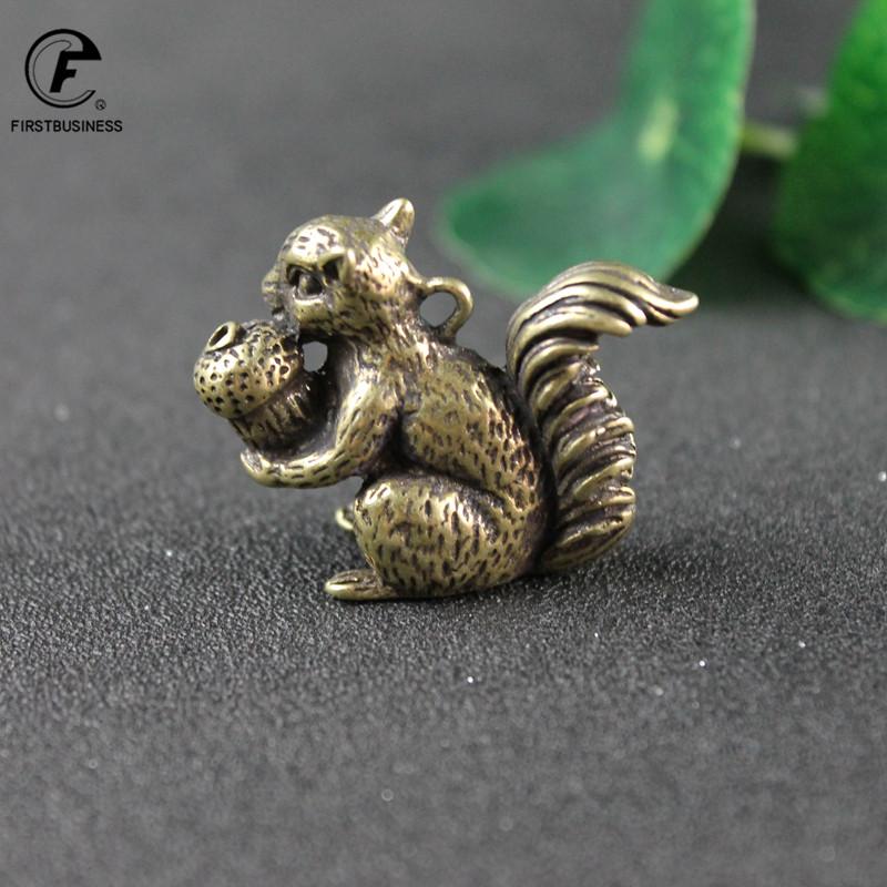 Vintage Brass Squirrel Pine Nuts Ornaments Home Decor Accessories Copper Animal Figurines Incense Burner Car Key Chains Pendants