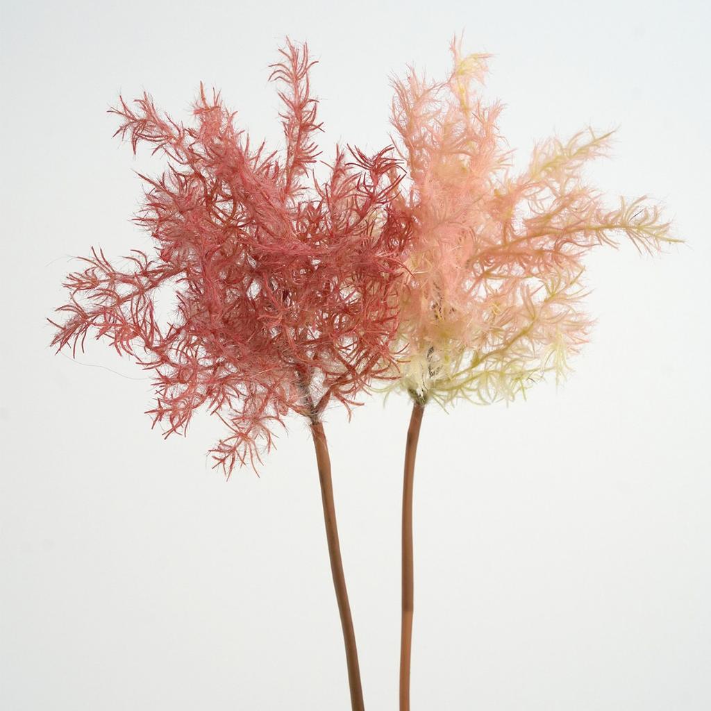 Autumn Red Artificial Cotinus Spray Flocked Artificial Smoke Tree Stem for Rustic Fall Decor Home Wedding Floral Arrangement