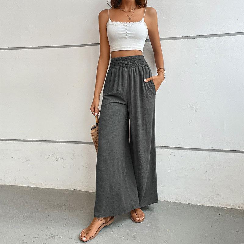 Spring and Autumn Women's Pants Trousers Casual Pants Elastic Waist Wide Leg Pants