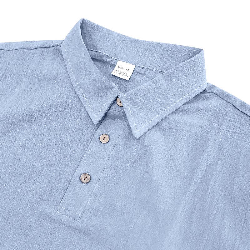 Men's European Summer Linen Polo Shirt and Shorts Set - Breathable, Casual, Loose Fit
