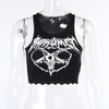 Gothic Gestrickte Punk Schwarze Tanktops Mall Goth Grunge Ziegen-Print Harajuku Damen Crop Tops