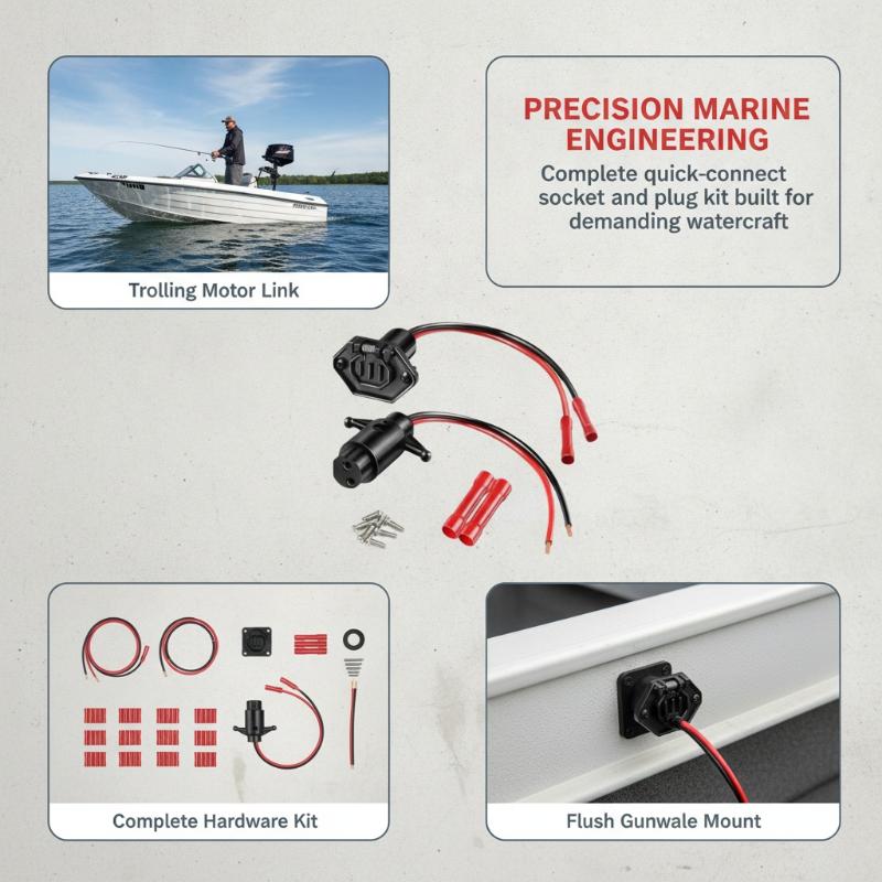 Drag Motor Plug 12V-24V 8/10 Gauge 2 Wire Trolling Motor Universal Boat Motor Quick Connection Socket