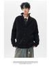 Men's Japanese Retro Solid Turtleneck Cardigan Sweater - Casual Knitwear, Trendy Stand Collar Jacket for Teens