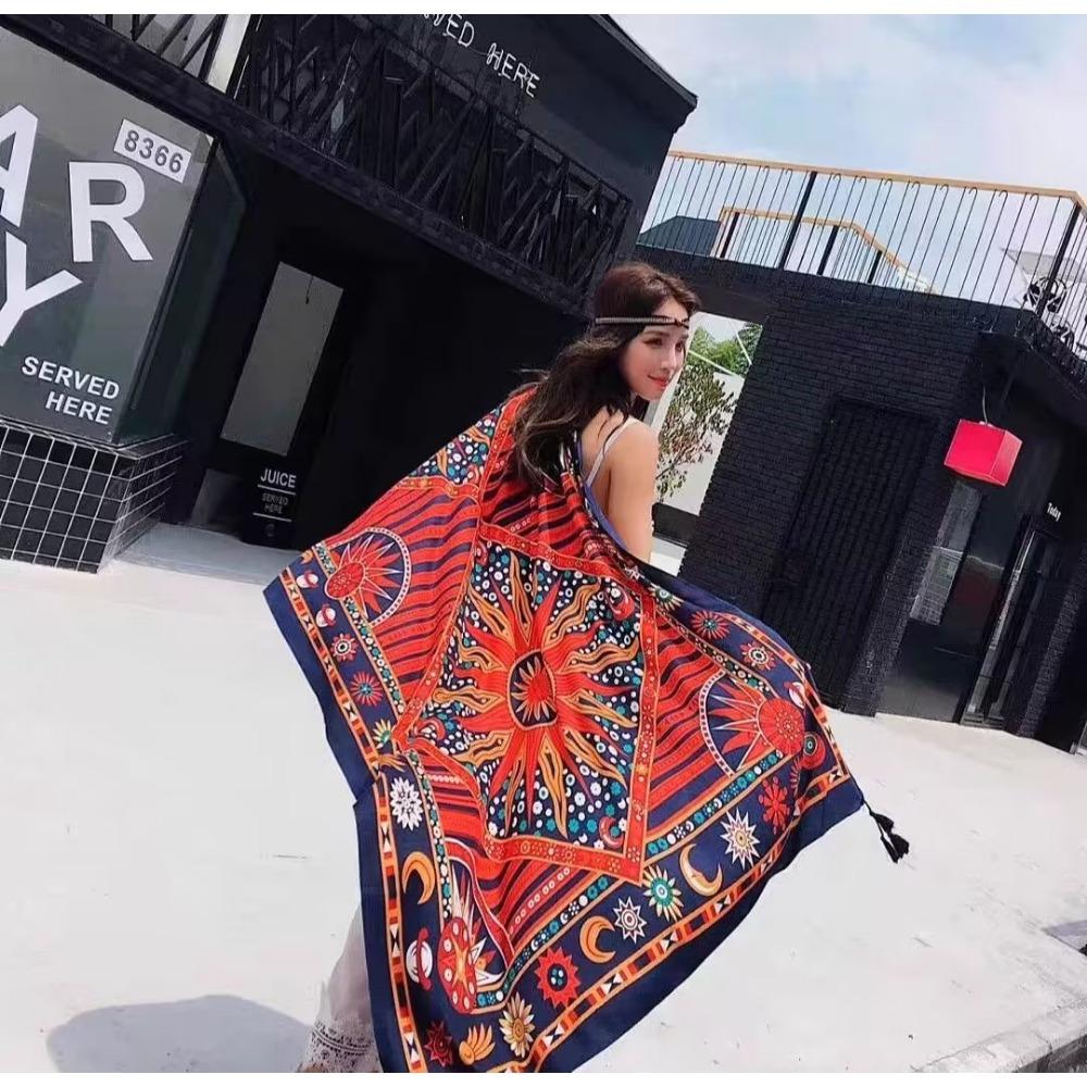 Chaka Salt Lake Great Northwest Tourism Ethnic Style Scarf Silk Scarf Women'S Summer Seaside Beach Shawl Sunscreen Thin