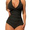 Swimsuit women's one-piece solid color neck hanging pit strip bikini swimsuit fashion