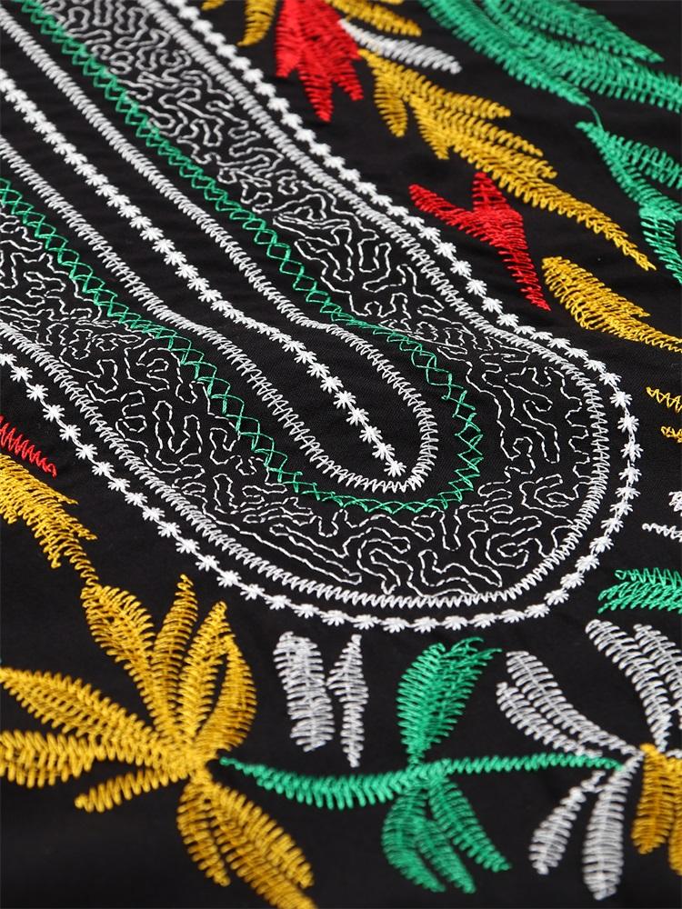 EDOLYNSA Solid Color Vintage Embroidered Bat Sleeve Kaftan Tunic Casual V-neck Side Split Beach Maxi Dress Summer Women Beachwear Swimsuit Cover Up