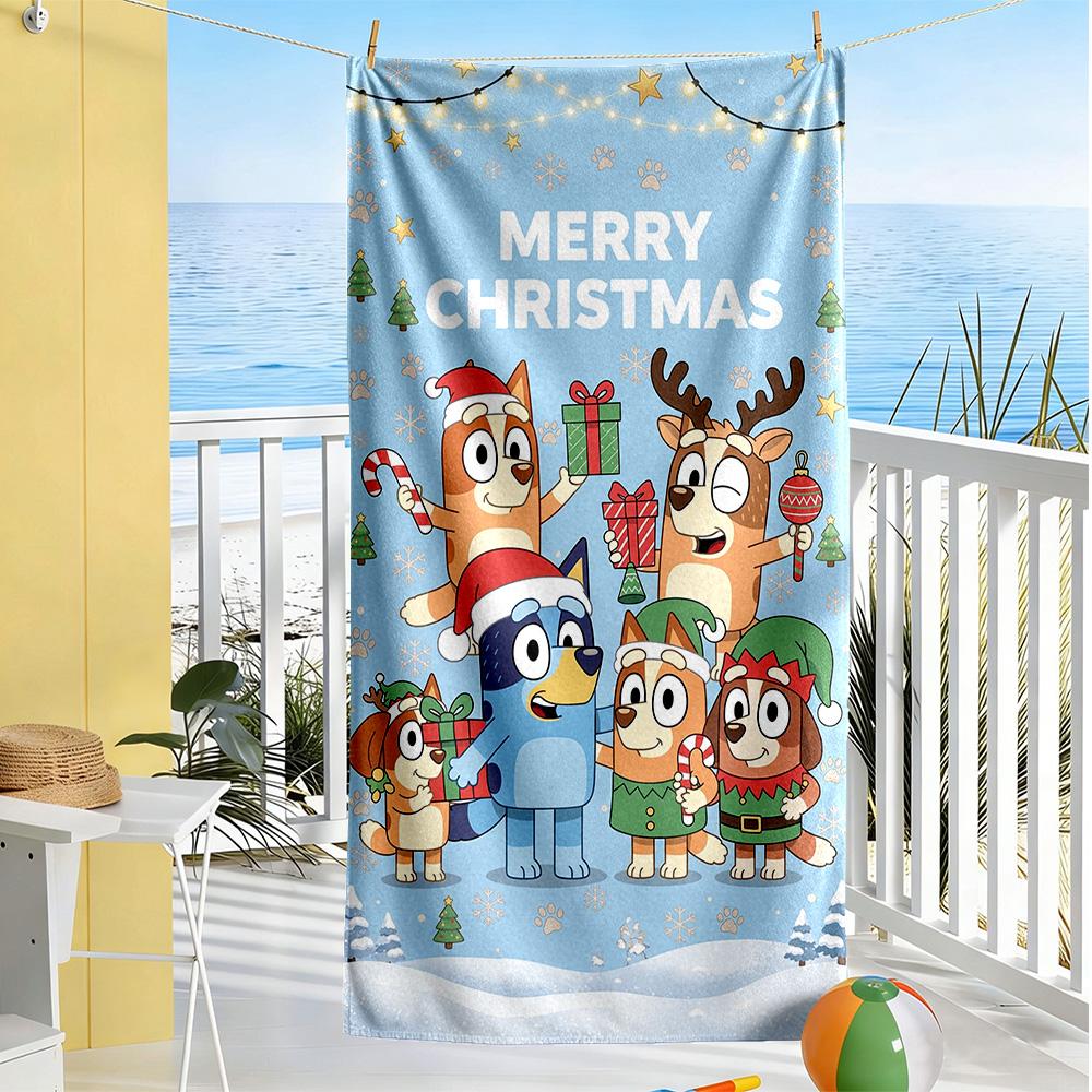 Bluey Beach Towel Super Soft Microfiber Quickdry Fabric Comfortable Lightweight
