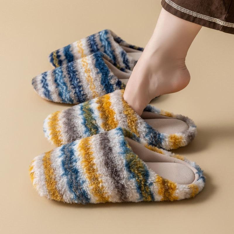 Japanische geräuschlose Baumwollpantoffeln für Herren, Herbst und Winter, rutschfest und desodorierend, für drinnen zu Hause, Plüschpantoffeln für Damen, Winter