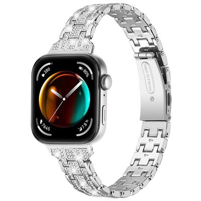 For Huawei Watch Fit 3 Rhinestone Watch Band Five-Bead Metal Strap Bracelet