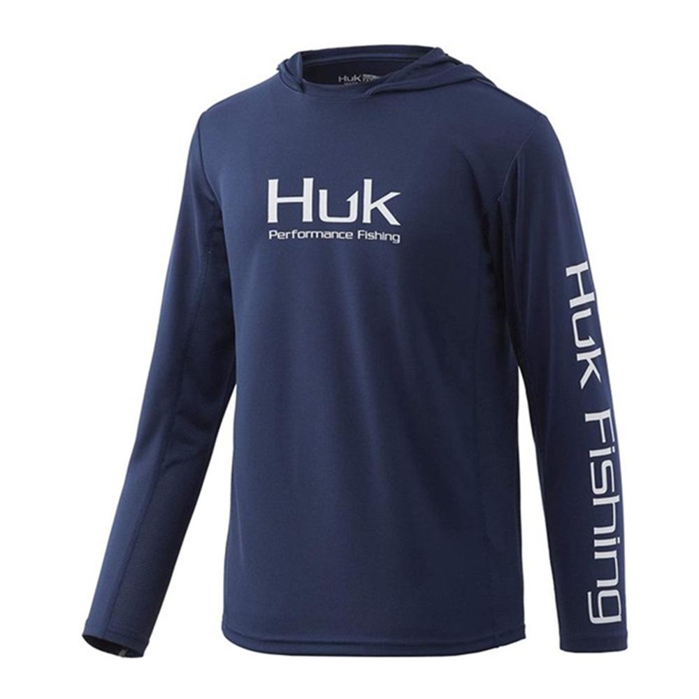 HUK fishing suit summer long-sleeved hooded fishing shirt light and thin sunscreen ice silk Luya fishing suit breathable