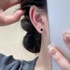 Elegant Black Pearl Square Earrings Set in 925 Sterling Silver