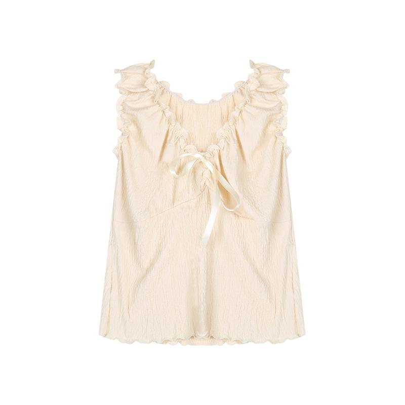 Hong Kong Style Spice Girl Small Suspender Top Women's Summer Slim and Thin Sleeveless Pure Desire To Wear V-neck Inside with Short Vest