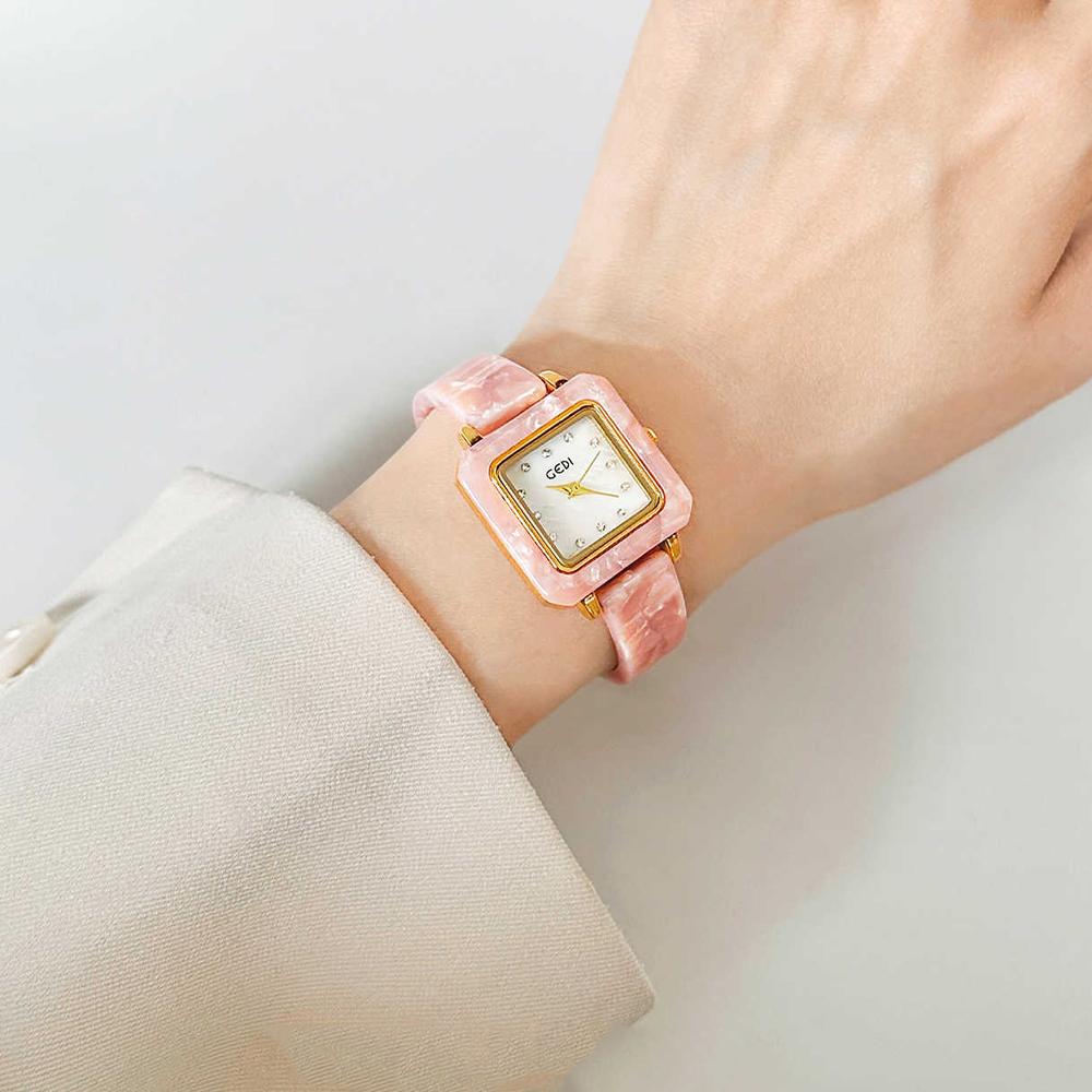 Fashion Gedi Top Brand Watches Woman Square Gold Watch Fashion Quartz Exquisite Niche Ladies Luxury High Quality Women Gifts