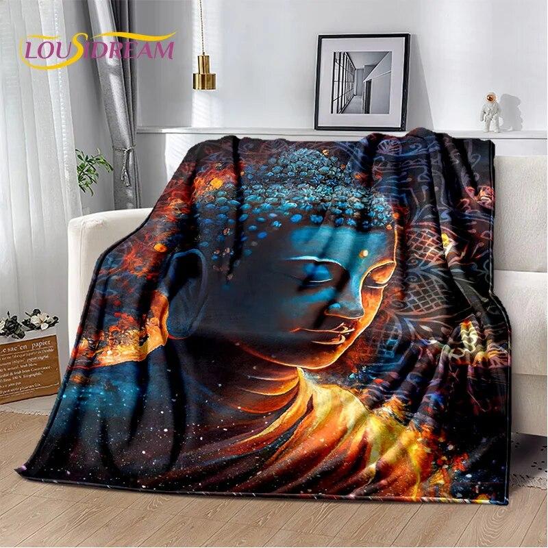 HD Buddha Buddhismus Víra Meditující Náboženství Sakyamuni Bodhisattva Modlitební deka Měkká deka pro domácí postele Pohovka Kid