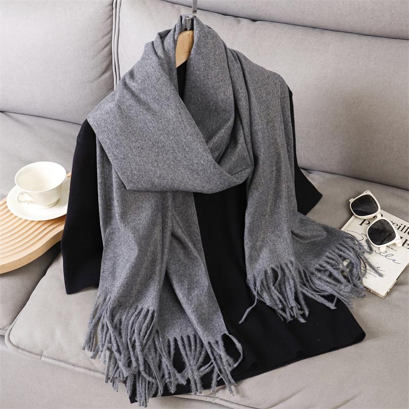 New Winer Poncho Warm Cashmere Scarf for Women Fashion Solid Thick Blanket Pashmina Shawl Wrap Female Bufanda Echarpe Foulard