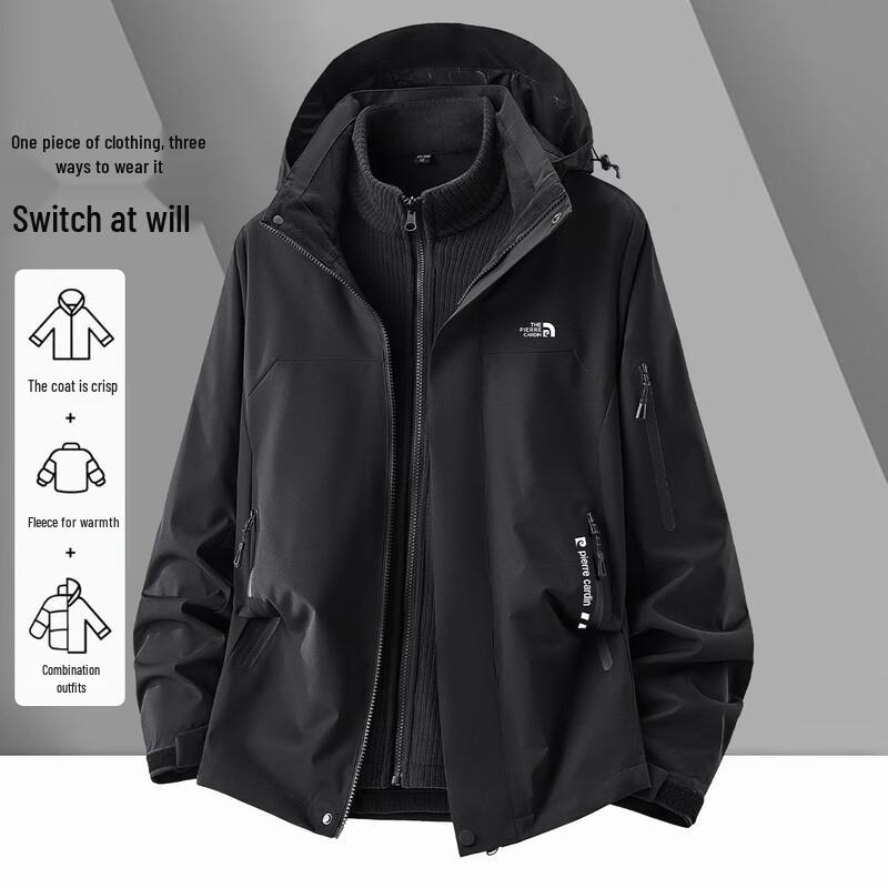 Pierre Cardin Unisex 3-in-1 Outdoor Jacket with Removable Fleece Lining L
