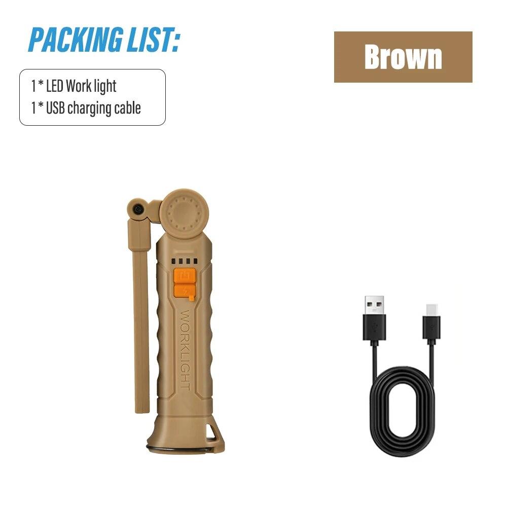 Rechargeable LED Work Light Camping Flashlight Rotatable Head with 4 Lighting Modes With Magnet Waterproof Emergency Lighting