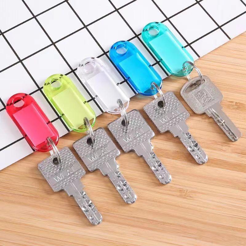 10pcs Coloful Key Tags Plastic Split Key Ring Paper Labels Clear Windows Flexible Key Organizer DIY Item Identifiers Luggage Tag