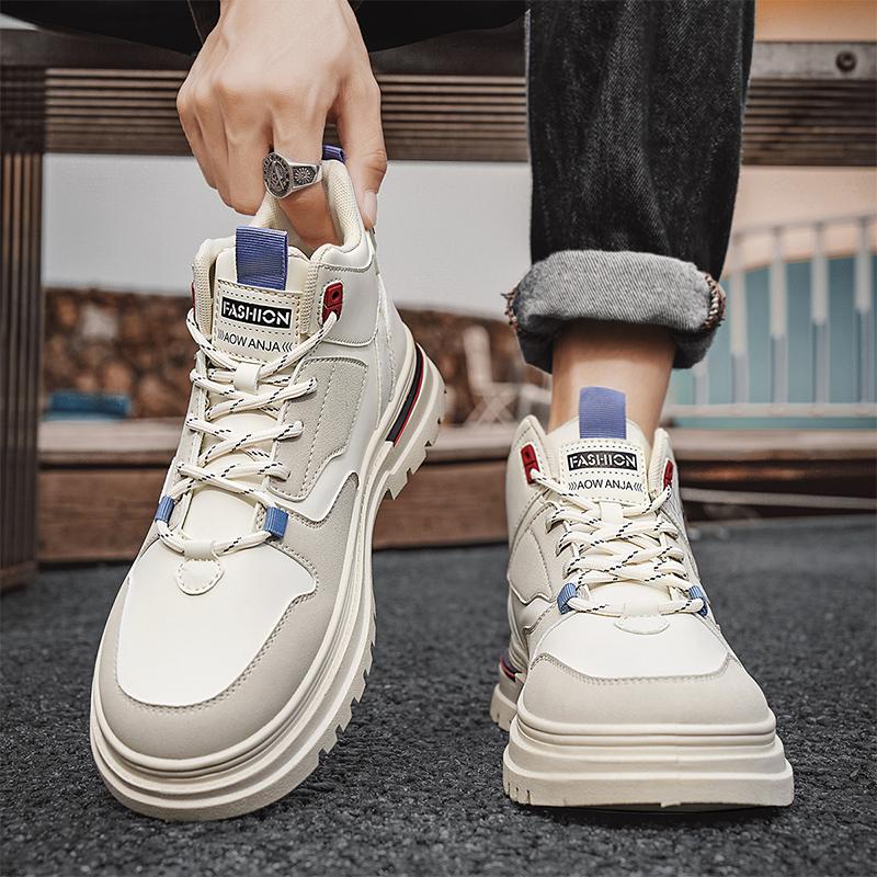 Neue Herren Klassische Herbst- und Wintermode High-Top Dicke Sohle Skateboard-Schuhe Bequeme Weiche Sohle Basketball Sneaker