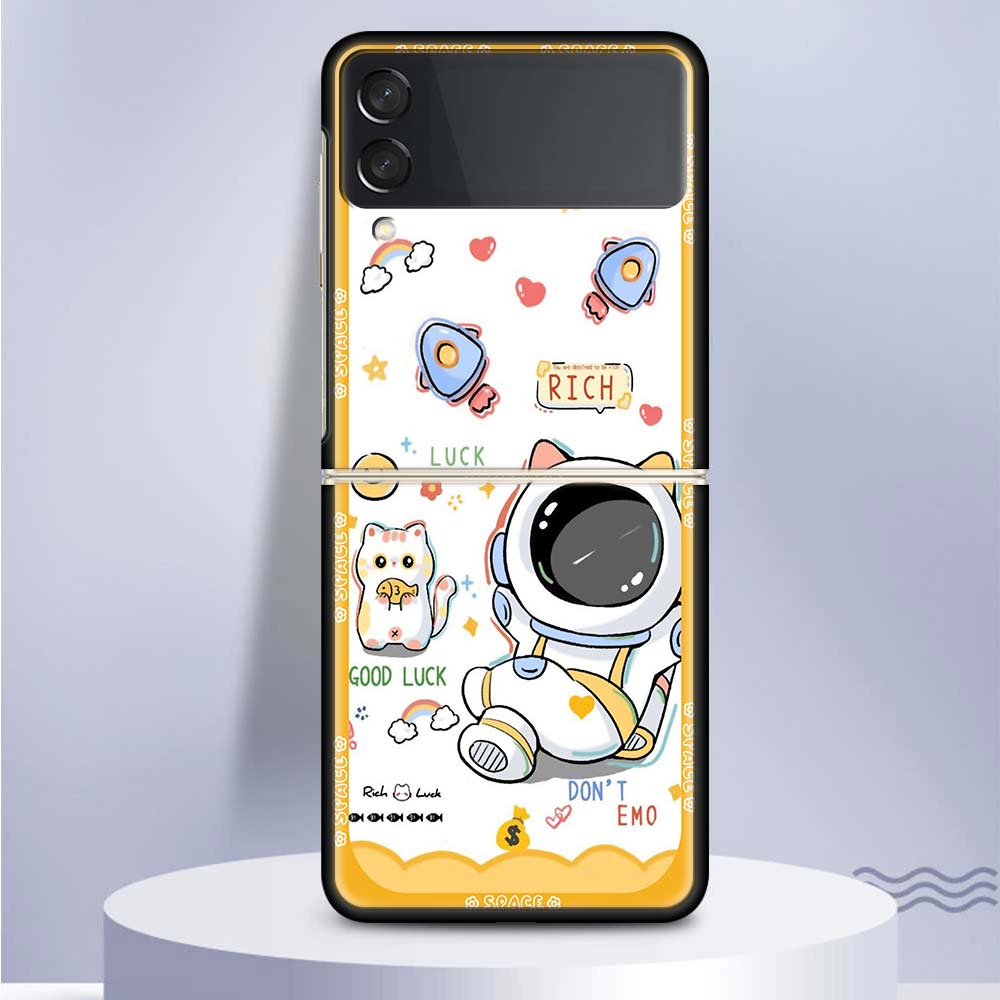 Weltraum-Astronauten-Handyhülle Für Samsung Galaxy Z Flip6 Flip3 Flip4 Flip5 PC Harter Kunststoff Z Flip 6 5 4 3 5G Fundas Hülle Coque Gal