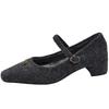 Fashion temperament French retro thick heel light mouth single shoes women's 2025 new spring and autumn skirt velvet Mary Jane shoes
