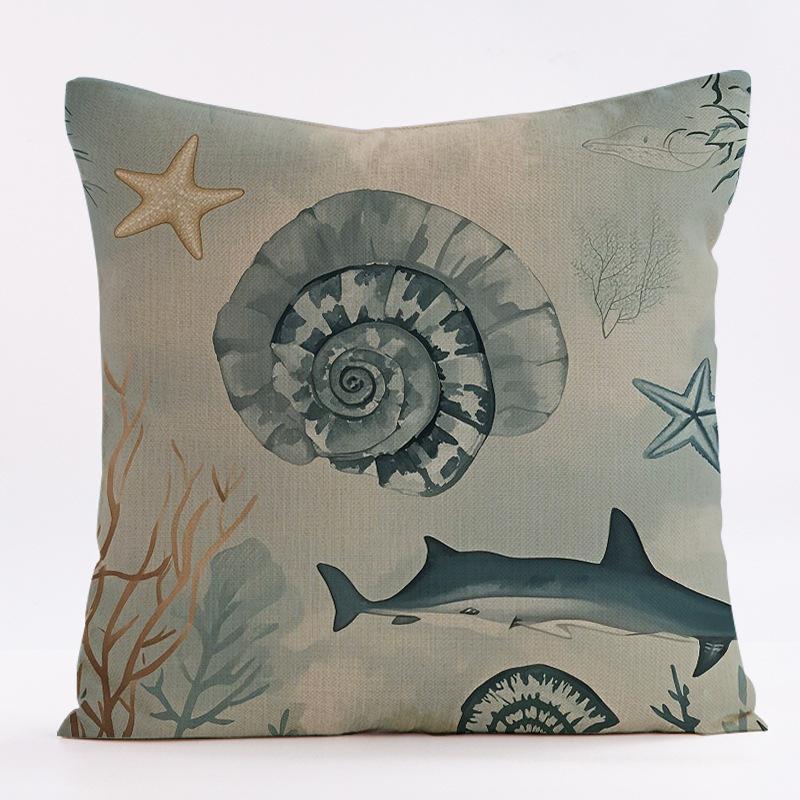 Marine Creature Patterns Throw Pillow Cover with Short Plush Print for Living Room Sofa Decoration Cushion Cover Pillow Covers