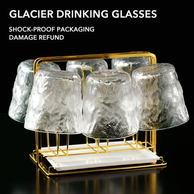 Romantische Wassergläser Becher Gehämmertes Gletscher Trinkgläser Set für Saft, Kaffee, Bier, Wasser, Cocktails, Whiskey