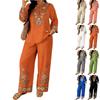 Costum retro din in pentru femei, la modă și sexy, cu bandă elastică în talie, set casual din două piese, modă de vară și primăvară pentru femei, culoare