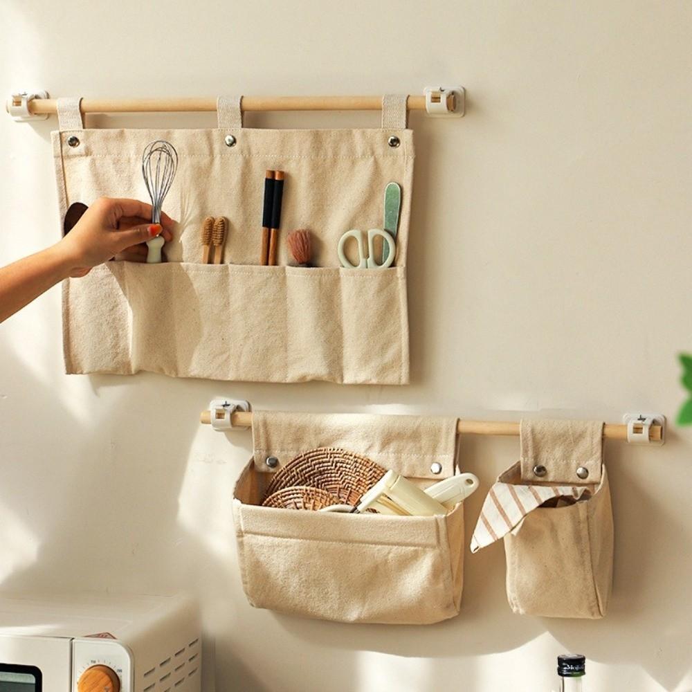 Foldable Wall Mounted Fabric Storage Bag Multi-Pocket Large Capacity Wall Mounted Bag Cotton Hanging Storage Bag Dormitory