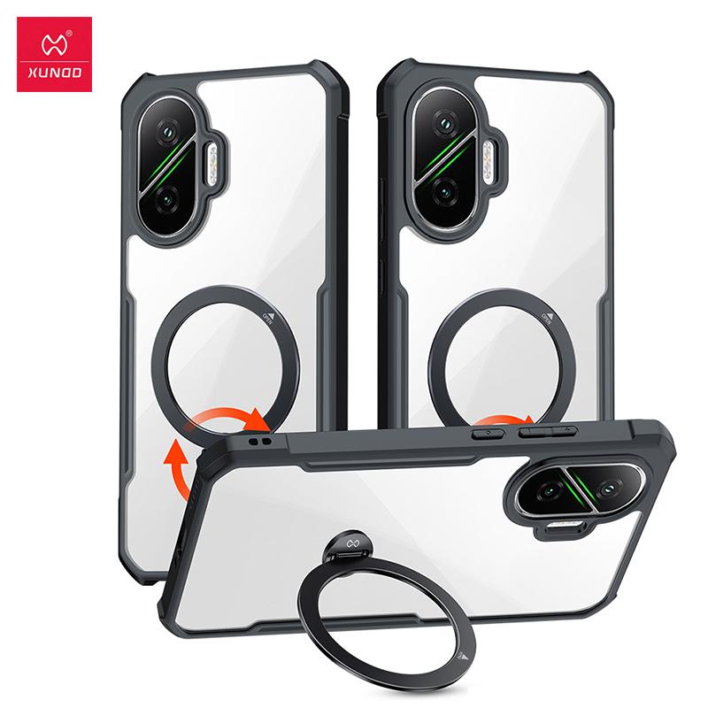 

XUNDD For Xiaomi Poco F7 Case Airbag Anti Fall Protective Phone Cover Luxury Casing With 360° Rotatable Magnetic Holder Stand For Poco F7 чорний