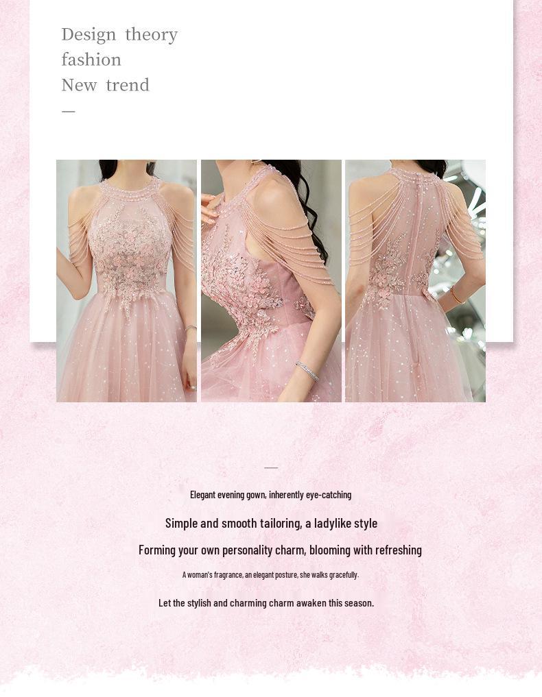 2026 Spring Pink Evening Gown for Women - Socialite, Banquet, Bridesmaid, Engagement, Birthday, Host Dress