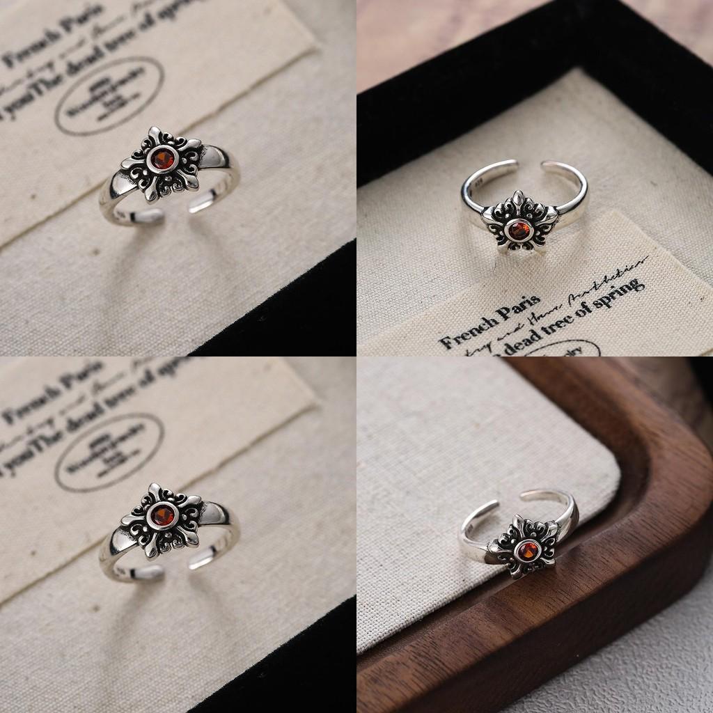 Unique Retro-inspired Adjustable Copper Ring For Women Featuring Elegant Zircon Stones