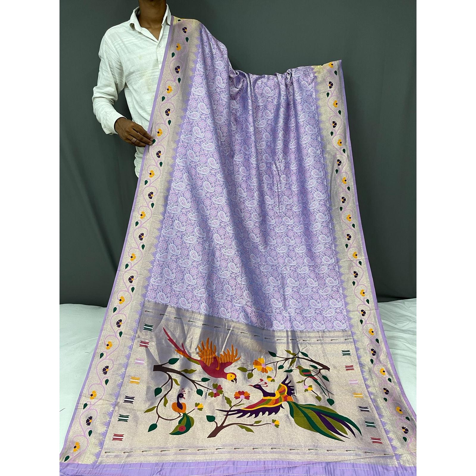 

Женское сари Paithani из мягкого шелка Kadiyal Maharani с блузкой